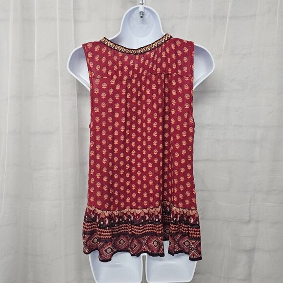 Patrons Of Peace Red Tank Peasant Boho Hippie Festival Embroidered S - Picture 6 of 11